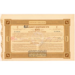 Państwowy Bank Rolny, List zastawny 7% na 4.5% 100 zł 1930 - niekasowany