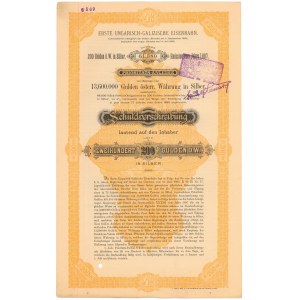 Pierwsza Węgiersko-Galicyjska Kolej Żelazna, ZAPIS DŁUGU (obligacja) na 200 guldenów 1887