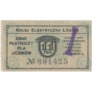 Łódź, Kolej Elektryczna, 1 Mk. / 11 fen. (wyraźny stempel)
