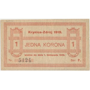 Krynica-Zdrój, 1 korona 1919 - stempel KASA GMINNA...