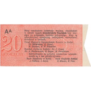 Łódź, Urząd Starszych Zg. Kupców, 20 kop. (1914) - wystawca drukiem - AA