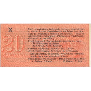Łódź, Urząd Starszych Zg. Kupców, 20 kop. (1914) - wystawca stemplem - X