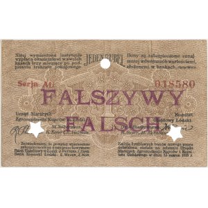 Łódź, Urząd Starszych Zg. Kupców, 1 rubel 1915 - falsyfikat z epoki