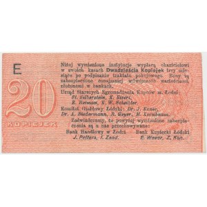Łódź, Urząd Starszych Zg. Kupców, 20 kop. (1914) - wystawca drukiem - E