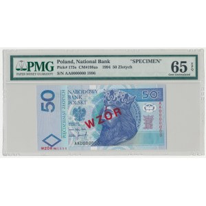 WZÓR 50 złotych 1994 - AA 0000000 - Nr 1896 - PMG 65 EPQ
