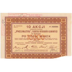 Pneumatyk Fabryka Wyrobów Gumowych, Em.3, 10x 1.000 mkp 1922