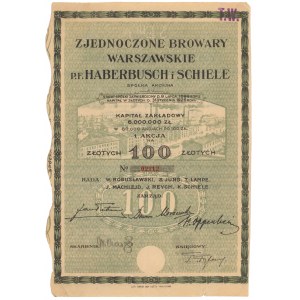 Zjednoczone Browary Warszawskie p.f. Haberbusch i Schiele, Em.1, 100 zł 