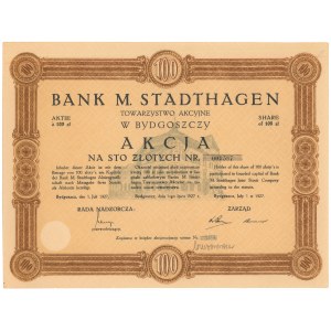 Bank M. Stadthagen w Bydgoszczy, 100 zł 1927