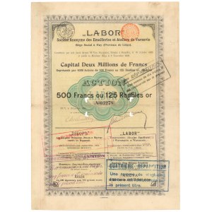 Labor Towarzystwo Akcyjne Emalierni i Warsztatów, 500 fr = 125 rub 1896