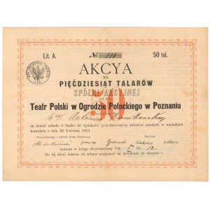 Teatr Polski w Ogrodzie Potockiego w Poznaniu, 50 talarów 1871