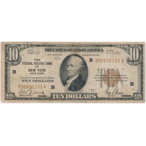 USA, 10 dollars 1929, National Currency, New York, Federal Reserve, B