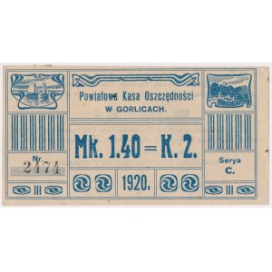 Gorlice, Powiatowa Kasa Oszczędności, 1.4 marki = 2 korony 1920