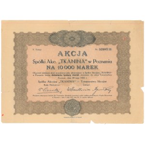 Tkanina Sp. Akc. w Poznaniu, Em.5, 10.000 mk 1923