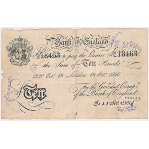 Wielka Brytania, 10 pounds 1920 FALSYFIKAT - wychwycony i opisany