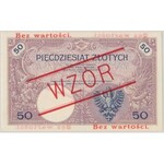 WZÓR 50 złotych 1919 - A.26 - wysoki nadruk, bez perforacji - PMG 64