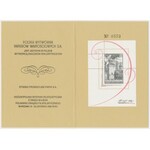 PWPW, 50 lat PZF (2000r), Znaczek stalorytniczy Barbakan w folderze promocyjnym 