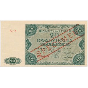 SPECIMEN 20 złotych 1947 - Ser.A 0000000