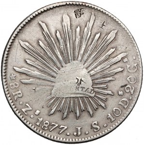 Meksyk, 8 reales 1877, Zacatecas - z kontramarkami