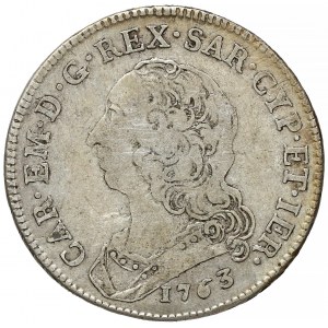 Włochy, Sardynia, 1/2 scudo 1763 - data szeroko