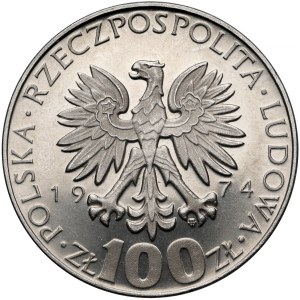 Próba NIKIEL 100 złotych 1974 Skłodowska - w prawo