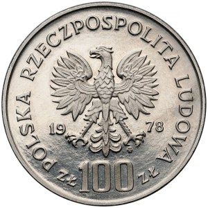 Próba NIKIEL 100 złotych 1978 Mickiewicz - bez loczka