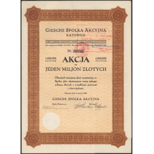 Giesche Spółka Akcyjna Katowice, 1 miljon zł 1929