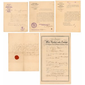 DEMEL - zestaw korespondencji i dokumentów znanego numizmatyka (5szt)