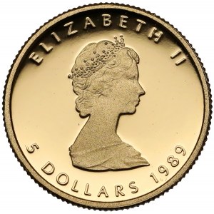 Kanada, 5 dolarów 1989 - Maple leaf