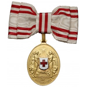 Medal Zasługi dla Czerwonego Krzyża, Brązowy - na damskiej kokardzie
