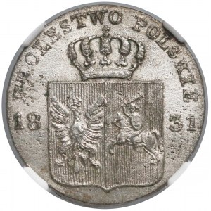 Powstanie Listopadowe, 10 groszy 1831 KG - zgięte - NGC MS64