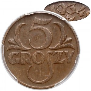 5 groszy 1934 - rzadkie - PCGS AU50