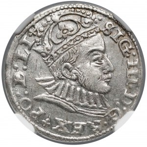 Zygmunt III Waza, Trojak Ryga 1588 - mała głowa - NGC AU58