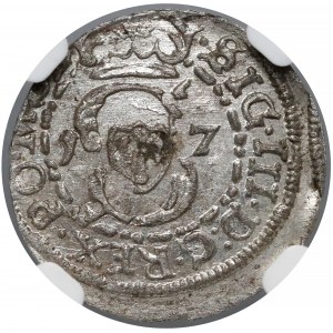 Zygmunt III Waza, Szeląg Wilno 1617 - Bogoria nisko - NGC MS64