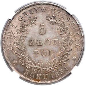 Powstanie Listopadowe, 5 złotych 1831 KG - NGC MS62