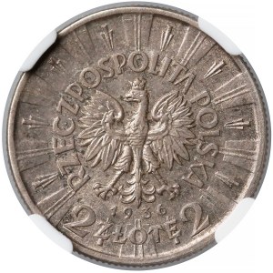 Piłsudski 2 złote 1936 - rzadki rocznik - NGC AU58