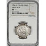 August III Sas, Ort Lipsk 1756 EC - małe popiersie - NGC MS63