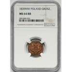 1 grosz 1839 MW, Warszawa - PIĘKNY - NGC MS64 RB