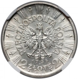 Piłsudski 2 złote 1936 - rzadki rocznik - NGC MS61