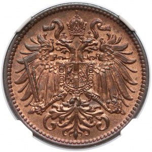 Austria, Franciszek Józef I, 2 hellery 1915 - NGC MS66 RB