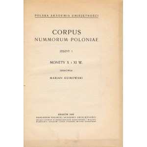 Corpus Nummorum Poloniae, Gumowski, Kraków 1939