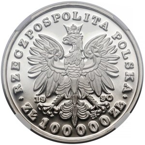 Mały Tryptyk 100.000 złotych 1990 Piłsudski - NGC PF69 UC