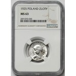 Kobieta i kłosy 1 złoty 1925 - bez pazura - NGC MS63