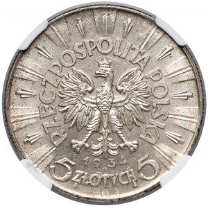 Piłsudski 5 złotych 1934 - urzędowy - NGC MS62