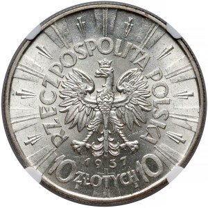 Piłsudski 10 złotych 1937 - NGC MS61