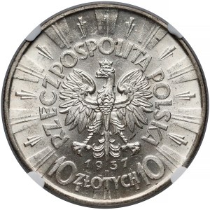 Piłsudski 10 złotych 1937 - NGC MS65 (MAX)