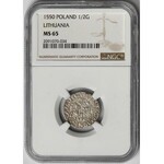 Zygmunt II August, Półgrosz Wilno 1550 - PIĘKNY - NGC MS65