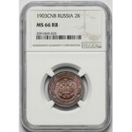 Rosja, Mikołaj II, 2 kopiejki 1903 - NGC MS66 RB