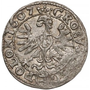 Zygmunt III Waza, Grosz Kraków 1607 - Lewart w kole - rzadki 