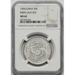 Chiny, Kirin, 50 centów 1904 - jin i jang - MENNICZE - NGC MS62