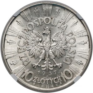 Piłsudski 10 złotych 1937 - NGC MS62